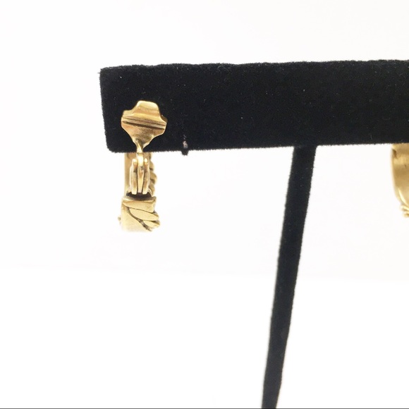 Vintage YSL Rope Chain Hoop Clip On Earrings - Picture 5 of 8